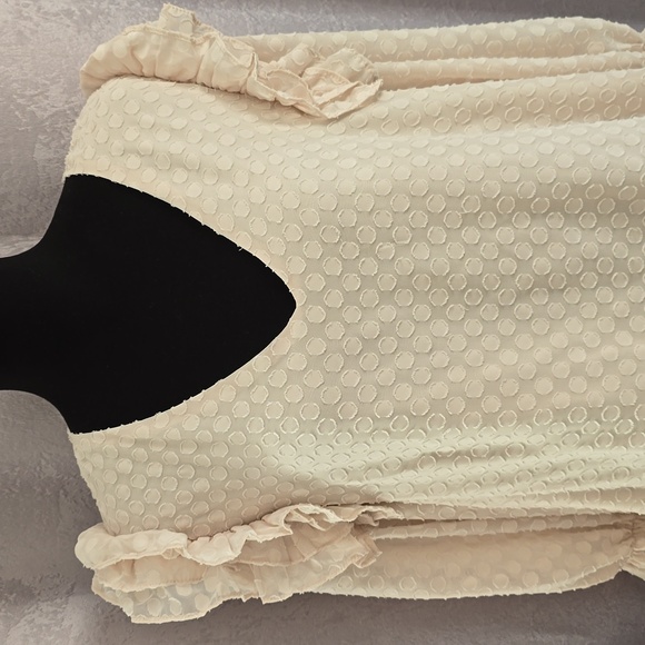 Perch by Blu Pepper Cream Dotted Ruffle Sleeve Blouse, Size 1X - Picture 4 of 11